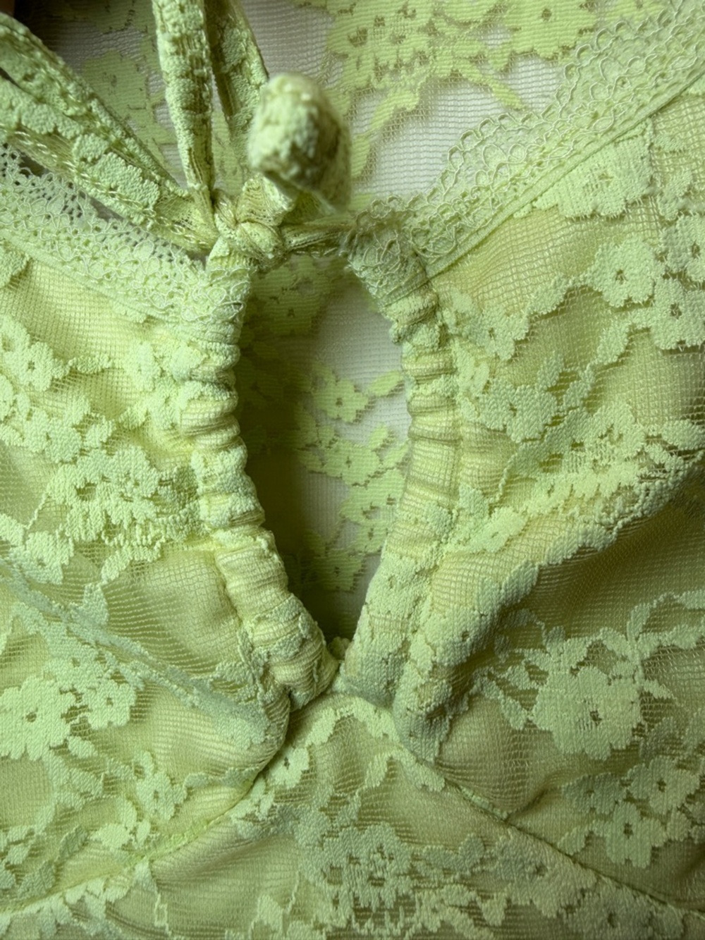 Lace Tie Front Crop Top Coquette Fairy Core Y2K Baby Tee Festival Green - Picture 6 of 9